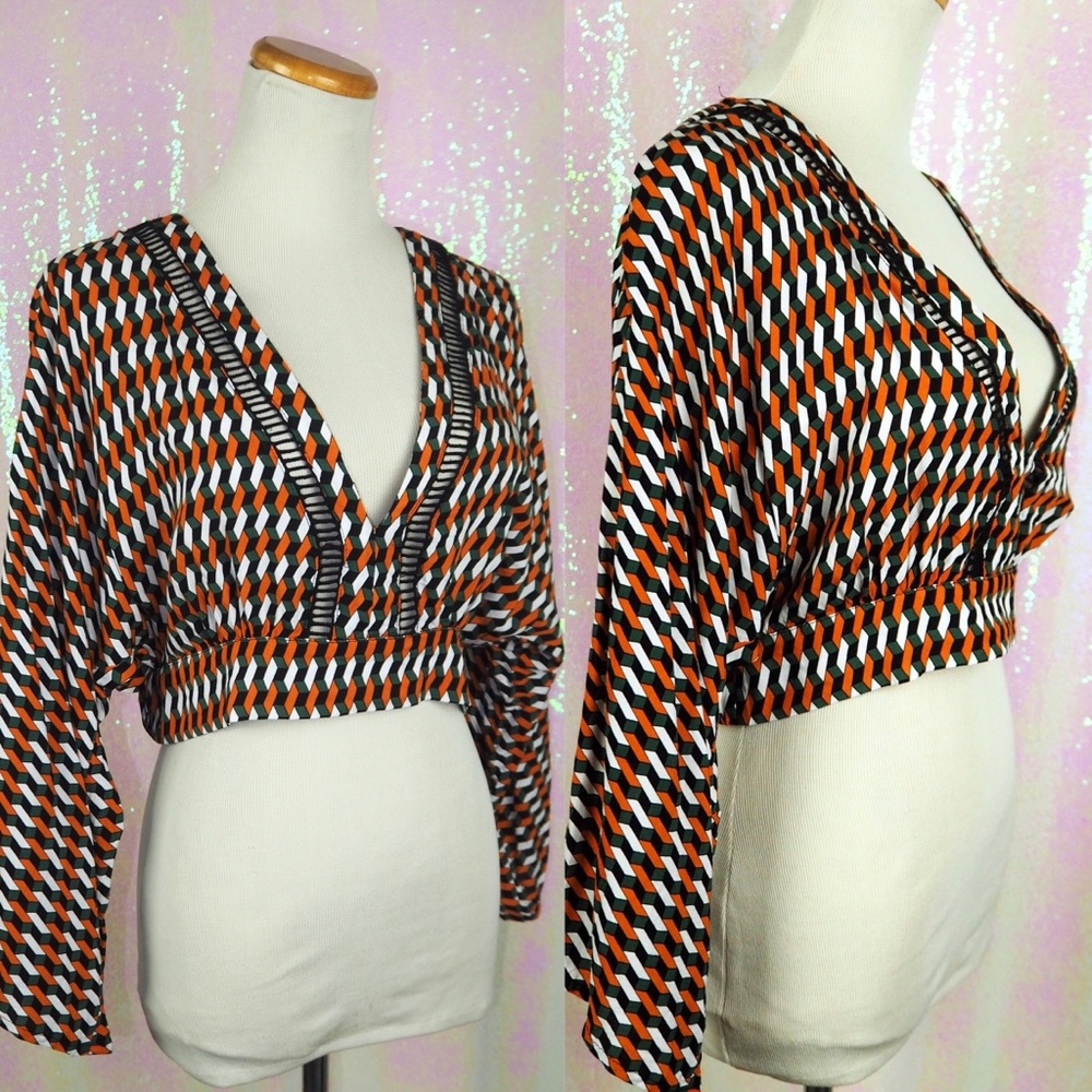 RETRO Geometric Crop Top Shirt